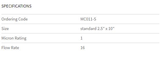 MC011-S Moulded Carbon Cartridge 10 Inch 1Um Silver