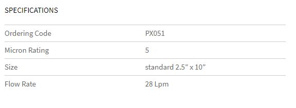 PX051 Polyspun Sediment Cartridge